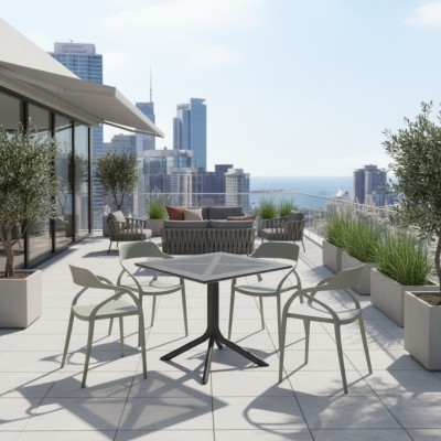 Scaun stivuibil, gri, ALFIO