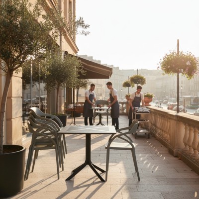 Scaun stivuibil, gri, ALFIO