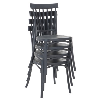 Scaun stivuibil, gri închis, SAZEN NEW