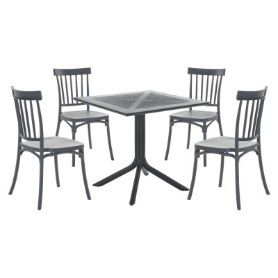 Scaun stivuibil, gri închis, SAZEN NEW