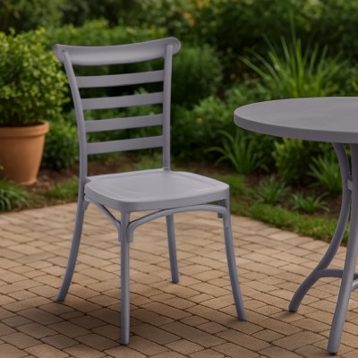 Scaun stivuibil, gri maroniu taupe, SAVITO NEW