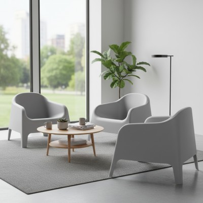 Scaun stivuibil, gri, plastic, SOKRA NEW