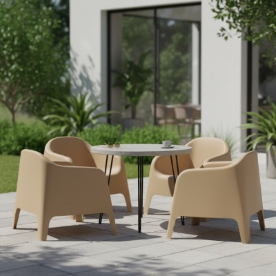 Scaun stivuibil, maro, plastic, SOKRA NEW