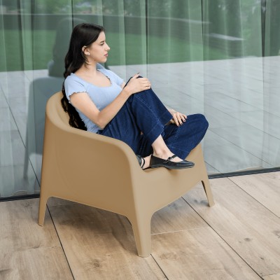 Scaun stivuibil, maro, plastic, SOKRA NEW