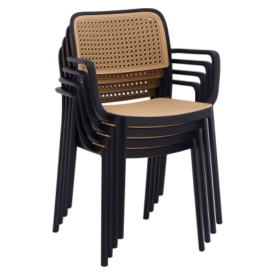 Scaun, stivuibil, negru/bej, RAVID  NEW TIP 2