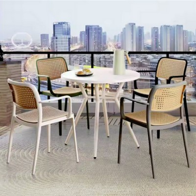 Scaun, stivuibil, negru/bej, RAVID  NEW TIP 2