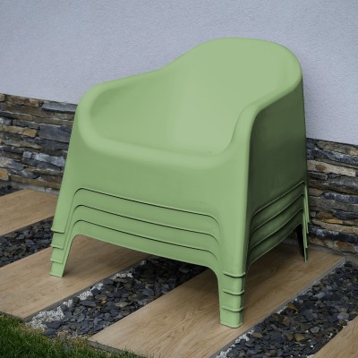 Scaun stivuibil, verde, plastic, SOKRA NEW