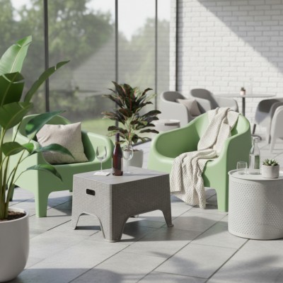 Scaun stivuibil, verde, plastic, SOKRA NEW