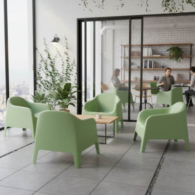 Scaun stivuibil, verde, plastic, SOKRA NEW