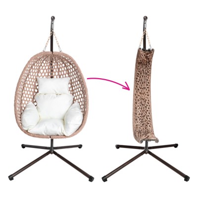 Scaun suspendat, pliabil, cupru/bej/crem, SANAN