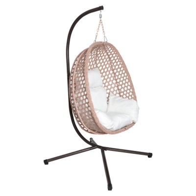 Scaun suspendat, pliabil, cupru/bej/crem, SANAN