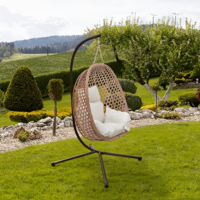 Scaun suspendat, pliabil, cupru/bej/crem, SANAN