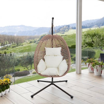 Scaun suspendat, pliabil, cupru/bej/crem, SANAN