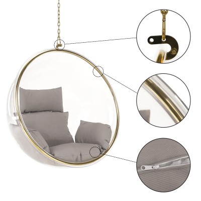 Scaun suspendat, transparent/ auriu/ gri, BUBBLE NEW TIP 1