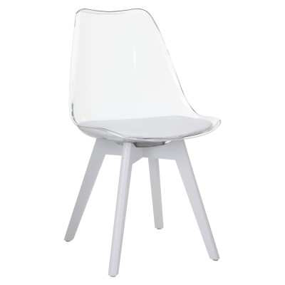 Scaun, transparent alb, acrilat/piele ecologică/alb, BALI 3 NEW