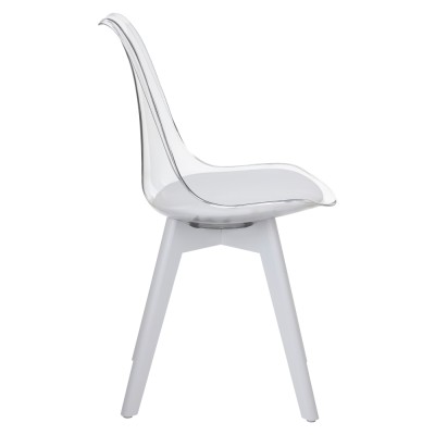 Scaun, transparent alb, acrilat/piele ecologică/alb, BALI 3 NEW