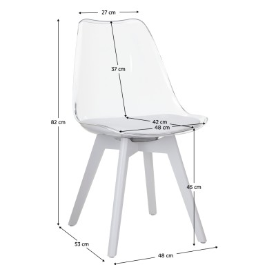 Scaun, transparent alb, acrilat/piele ecologică/alb, BALI 3 NEW
