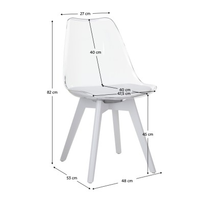 Scaun, transparent alb, acrilat/piele ecologică/alb, BALI 3 NEW