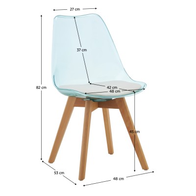 Scaun, verde transparent, acrilic/piele ecologică/fag, BALI 3 NEW