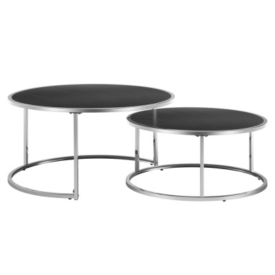 Set 2 mese de cafea, argintiu/negru, DONOVAN 2 NEW