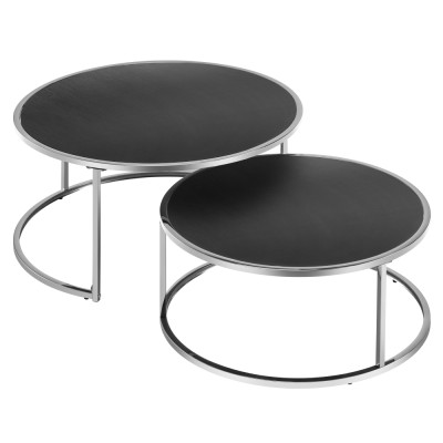 Set 2 mese de cafea, argintiu/negru, DONOVAN 2 NEW