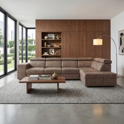 Set canapea, bej, pe dreapta, MALAGA BIG