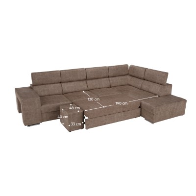 Set canapea, bej, pe dreapta, MALAGA BIG