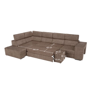 Set canapea, bej, pe stânga, MALAGA BIG