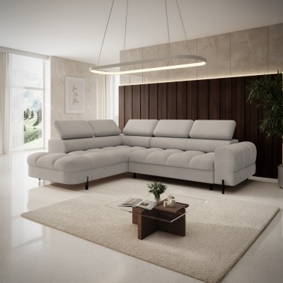 Set canapea de colţ, bej Taupe, pe stânga, BERON ROH