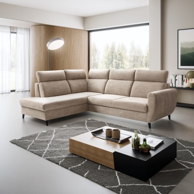 Set canapea de colţ, gri-maro Taupe, pe stânga, ROTTO ROH