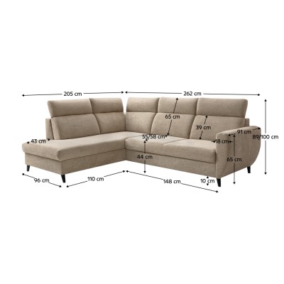 Set canapea de colţ, gri-maro Taupe, pe stânga, ROTTO ROH
