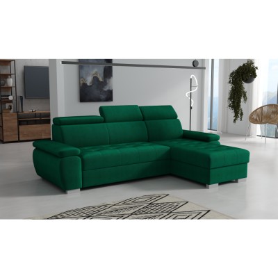 Set canapea de colţ, verde, pe dreapta, SEMI ROH