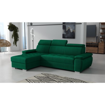 Set canapea de colţ, verde, pe stânga, SEMI ROH