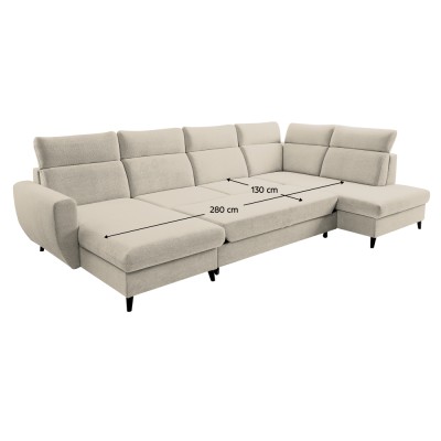 Set canapea extensibilă, bej, pe stânga, ROTTO ROH U