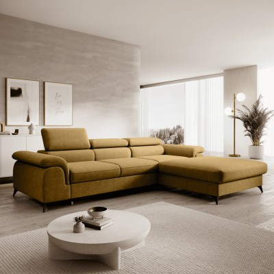 Set canapea extensibilă HORTY ROH, dreapta, în culoarea muştarului