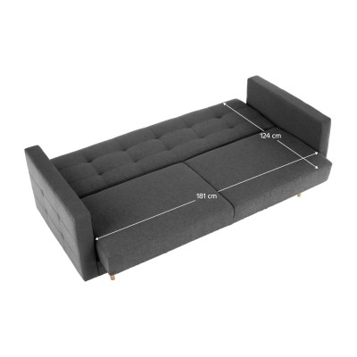 Set canapea + fotolii tapițate, gri închis, AMEDEEA