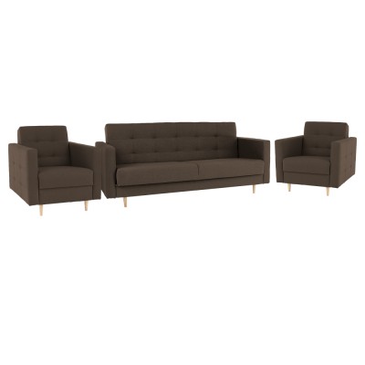 Set canapea + fotolii tapiţate, maro, AMEDEEA