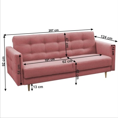 Set canapea + fotolii tapiţate, roz antic, AMEDEEA