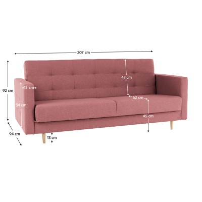 Set canapea + fotolii tapiţate, roz antic, AMEDEEA