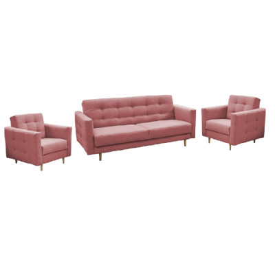 Set canapea + fotolii tapiţate, roz antic, AMEDEEA