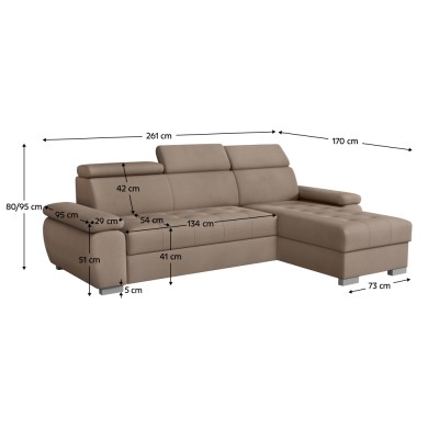 Set canapea, gri-bej Taupe, pe dreapta, SEMI ROH