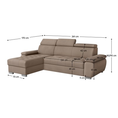 Set canapea, gri-bej Taupe, pe stânga, SEMI ROH