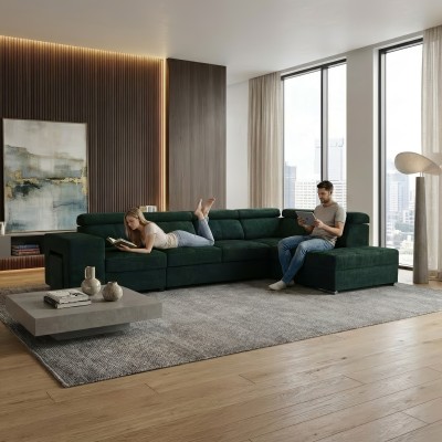 Set canapea, smarald, pe dreapta, MALAGA BIG