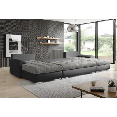 Set canapea universal, piele ecologică negru/melir gri, TOLITA U UNI