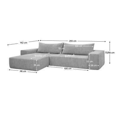 Set canapea universală, gri deschis, PREMA ROH UNI