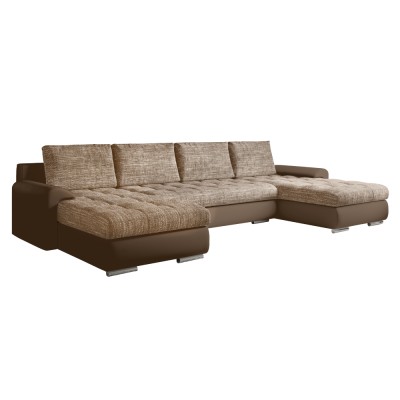 Set canapea universală, piele ecologică maro/melir maro, TOLITA U UNI