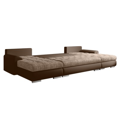 Set canapea universală, piele ecologică maro/melir maro, TOLITA U UNI