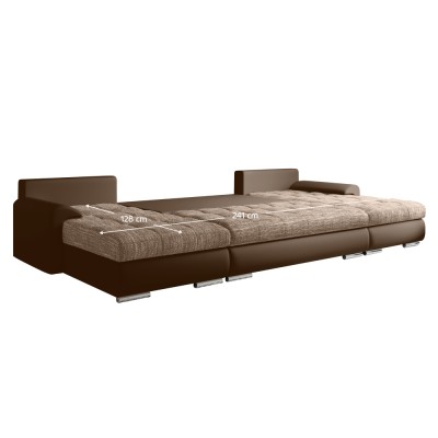 Set canapea universală, piele ecologică maro/melir maro, TOLITA U UNI
