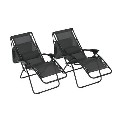 Set de 2 scaune reglabile de grădină, gri, KASPIAN