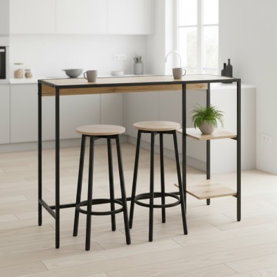 Set de bar 1+2, stejar/negru, POHOS